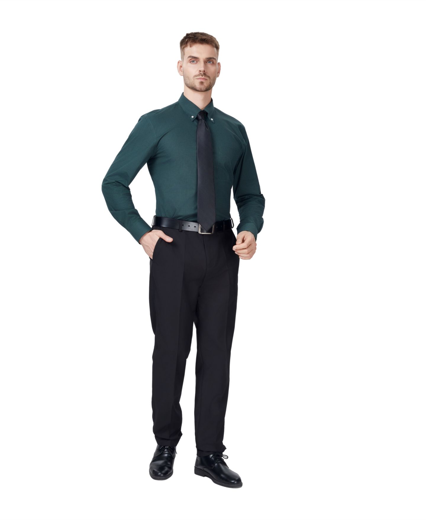 Мужская рубашка Club Room Regular-Fit Gingham Dress Shirt, цвет: Everglade Deep Woods — фото 2