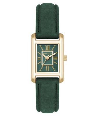 Women's Quartz Rectangle Green Leather Watch 30mm x 20mm