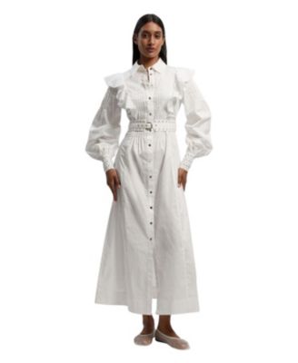 Women's Cotton Studded Maxi Shirt Dress