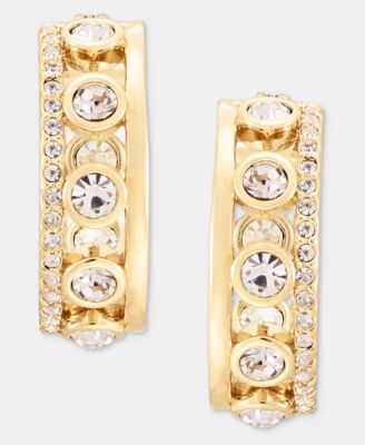 Small Crystal Openwork Hoop Earrings, 0.72" 