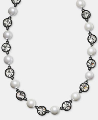 Crystal & Imitation Pearl Collar Necklace, 16" + 3" extender