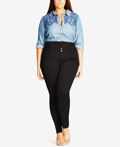 City Chic Trendy Plus Size Black Wash Harley Jeans