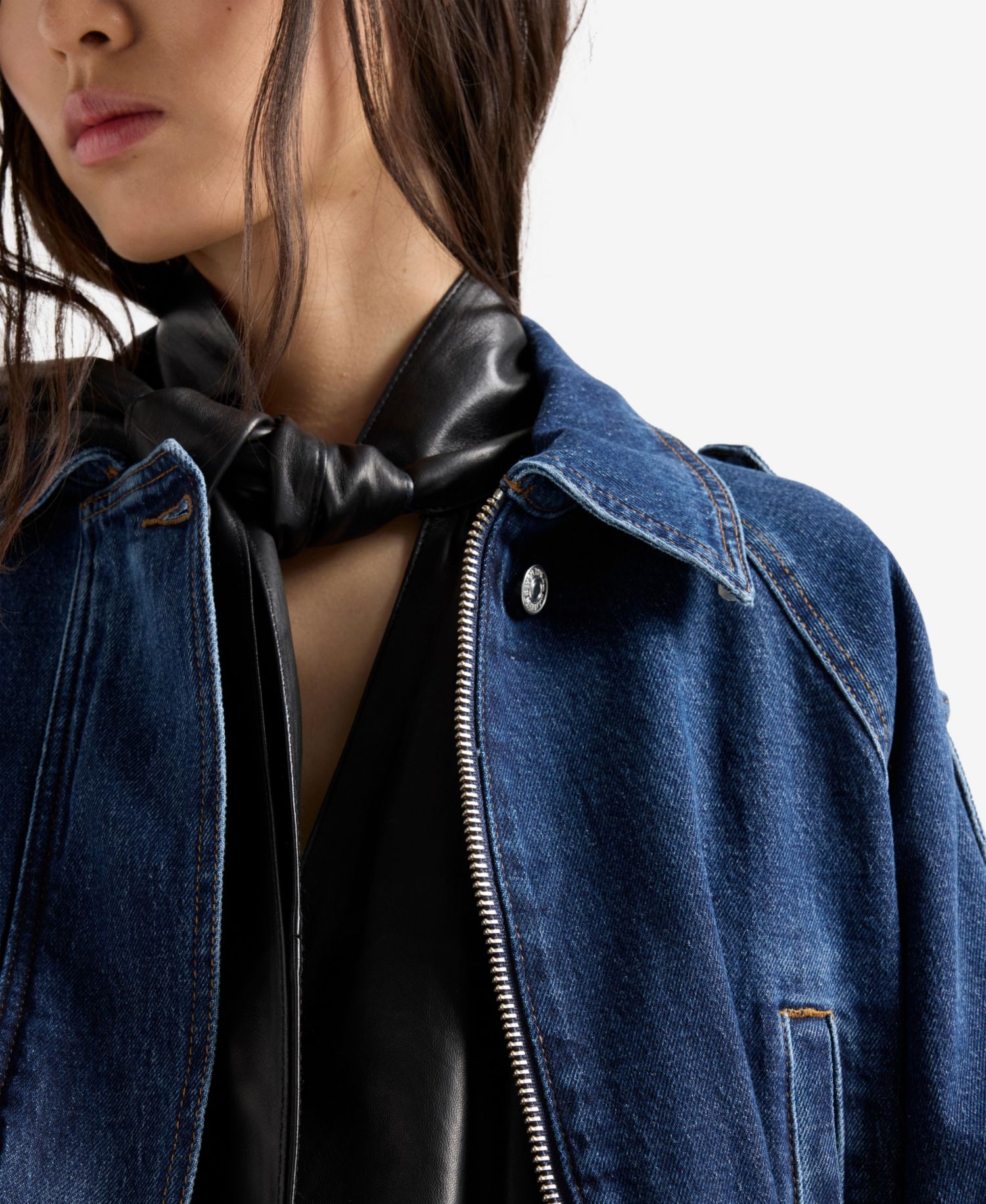 Women's Aviator Relaxed-Fit Zip-Front Short Jacket