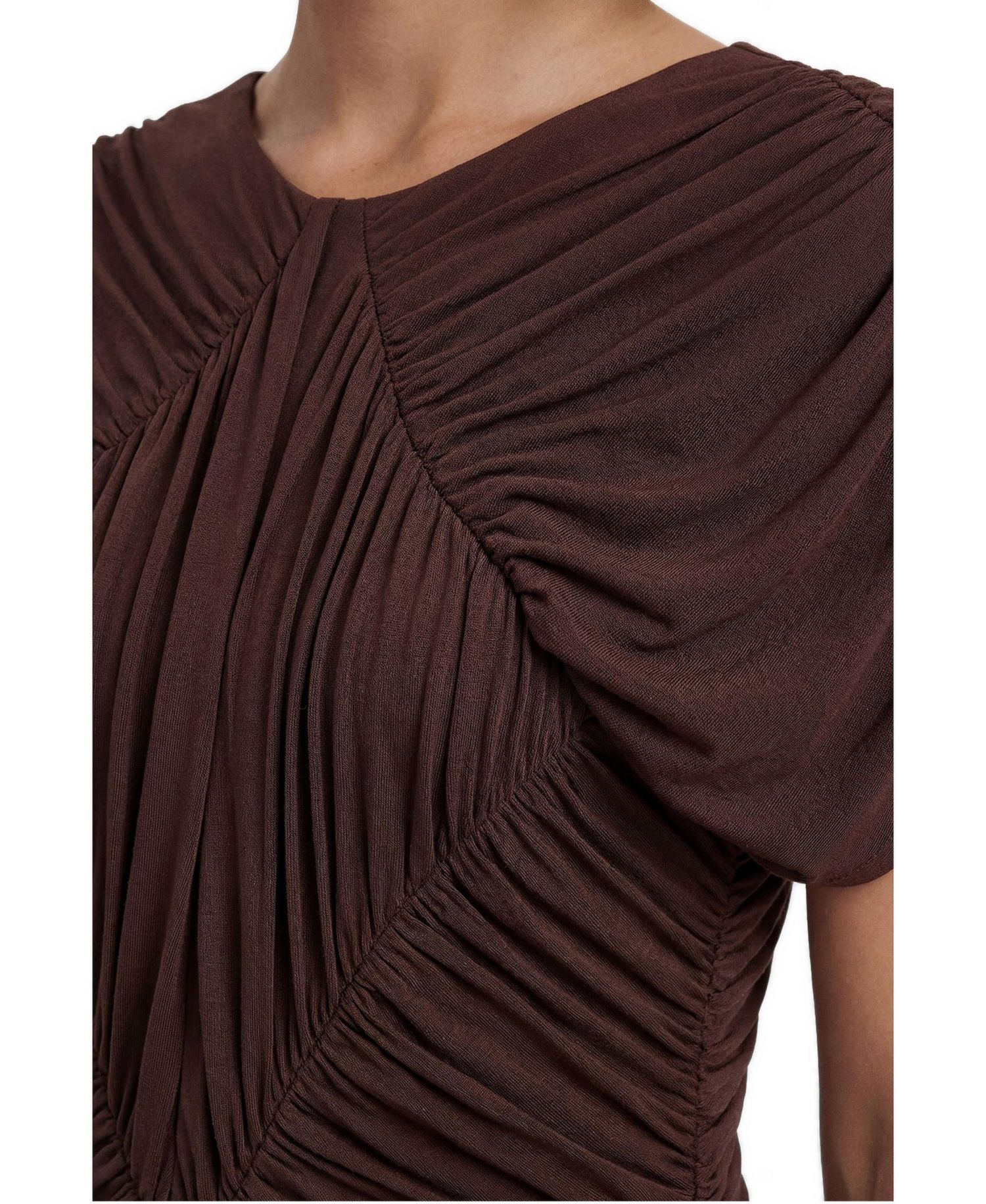 Women's Short-Sleeve Open Back Ruched Jersey Maxi Dress