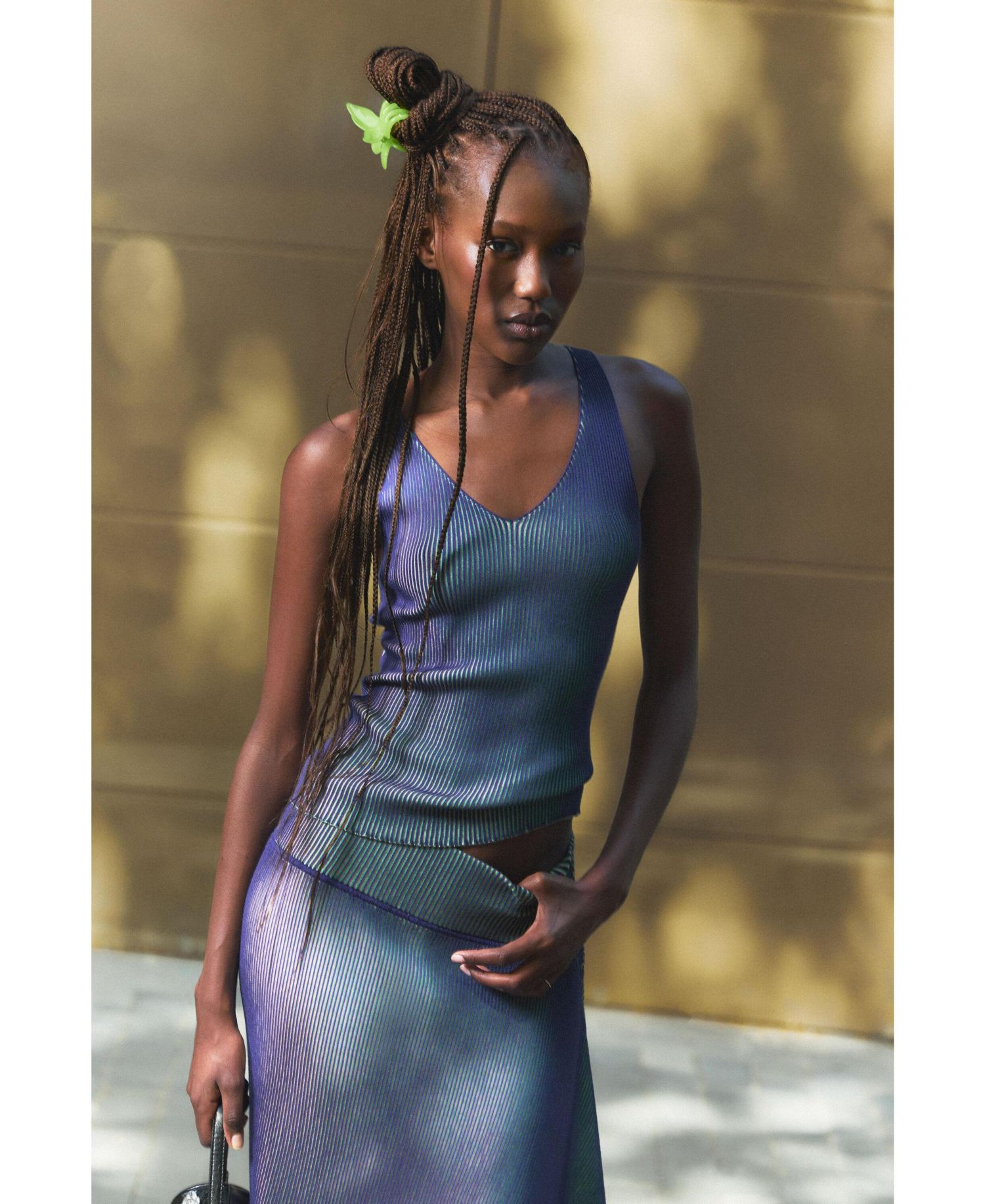 Women's Long iridescent knit skirt