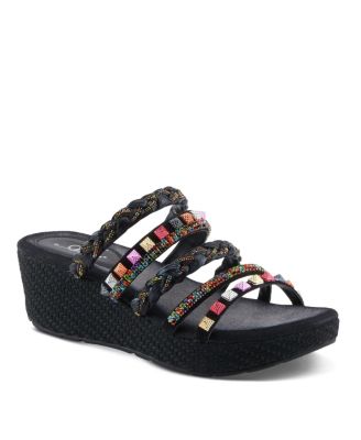 Women's Shinychic Wedge Sandal with Suede Upper