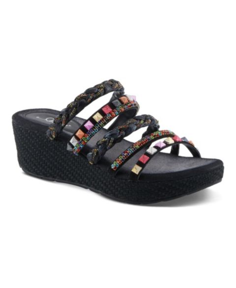 Женские сандалии Azura Shinychic Wedge Sandal with Suede Upper, цвет: Чёрный разноцветный