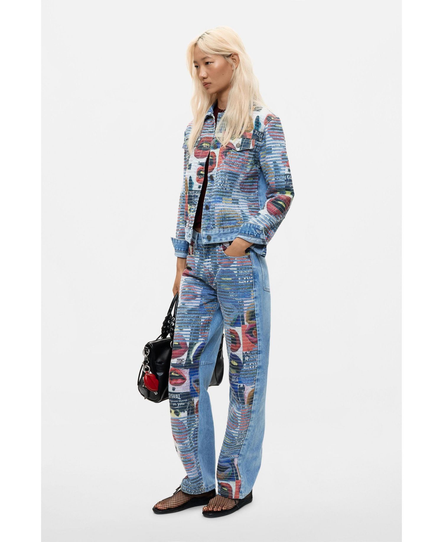 Women's Short Graphic-Print Denim Jacket