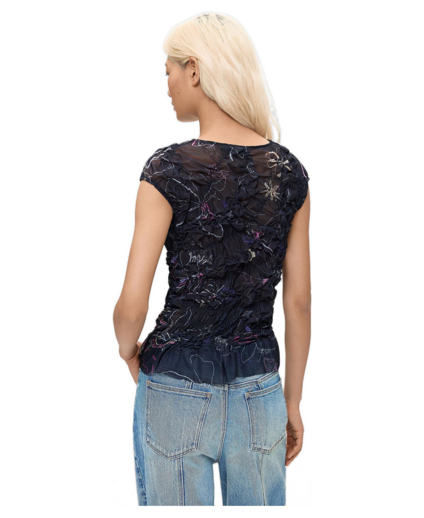 Женская футболка Desigual Floral-Knit, цвет: Чёрный — фото 2