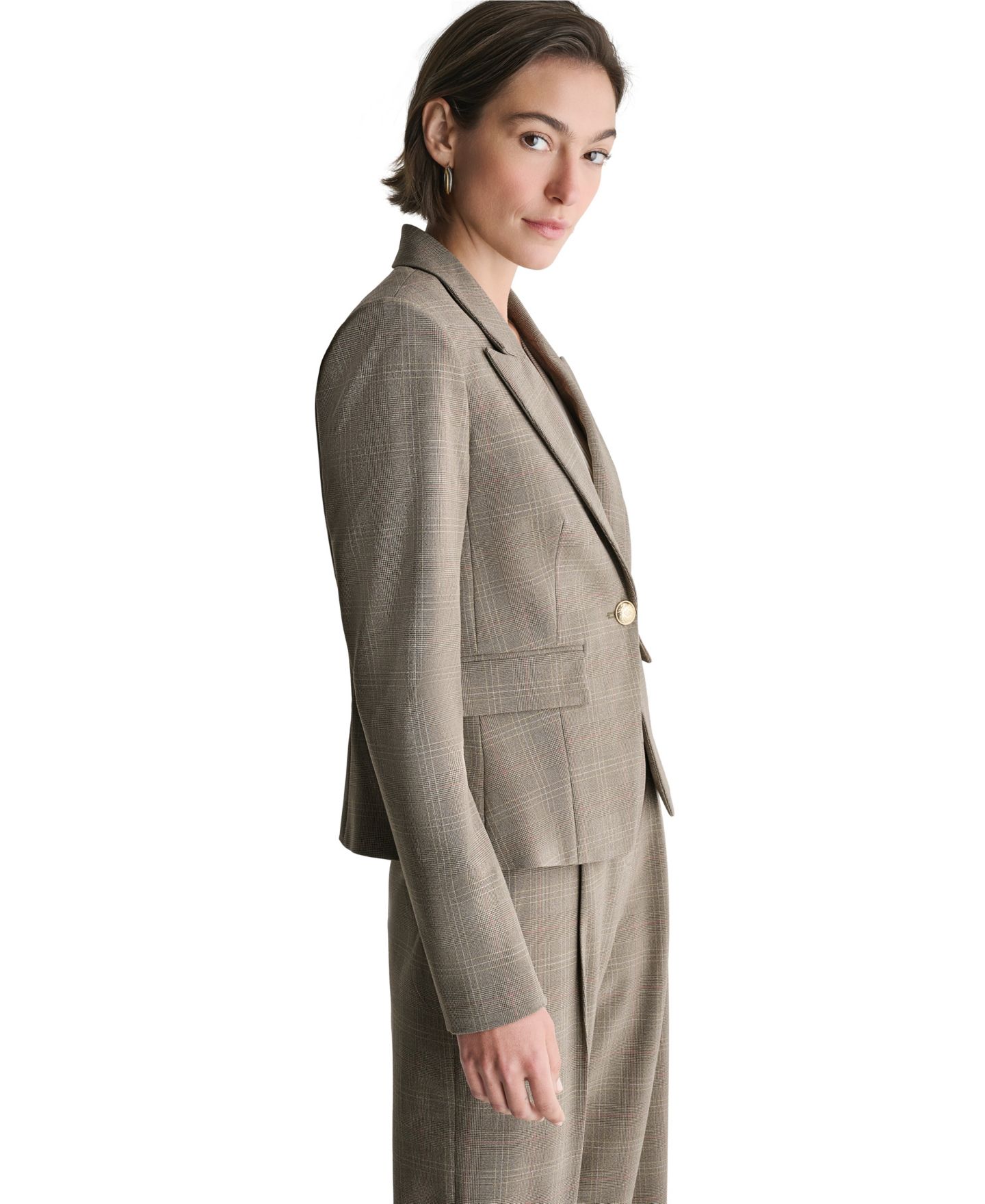 Женский пиджак BCBG Plaid One Button Blazer, цвет: Светлый сиена разноцветный — фото 5