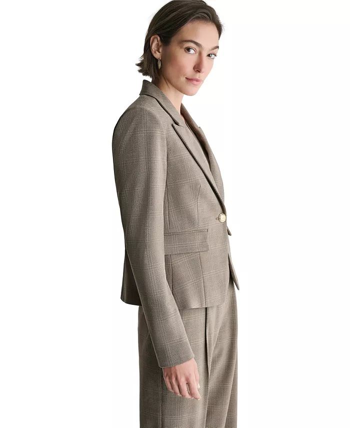 Women's Plaid One Button Blazer - thumbnail 5