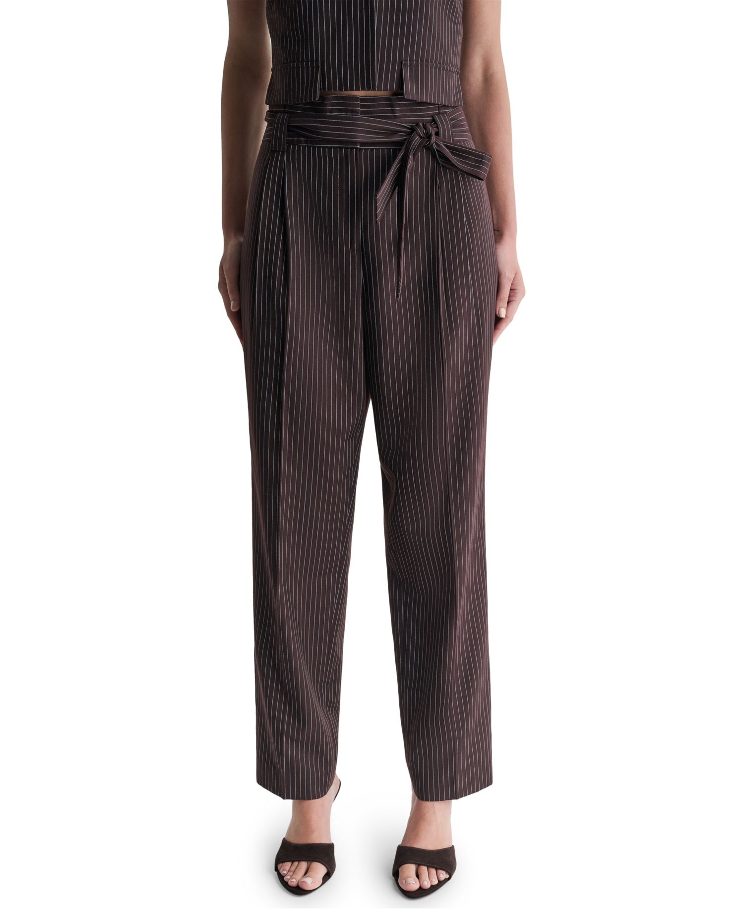 Women's High-Rise Wide-Leg Stripe Pants