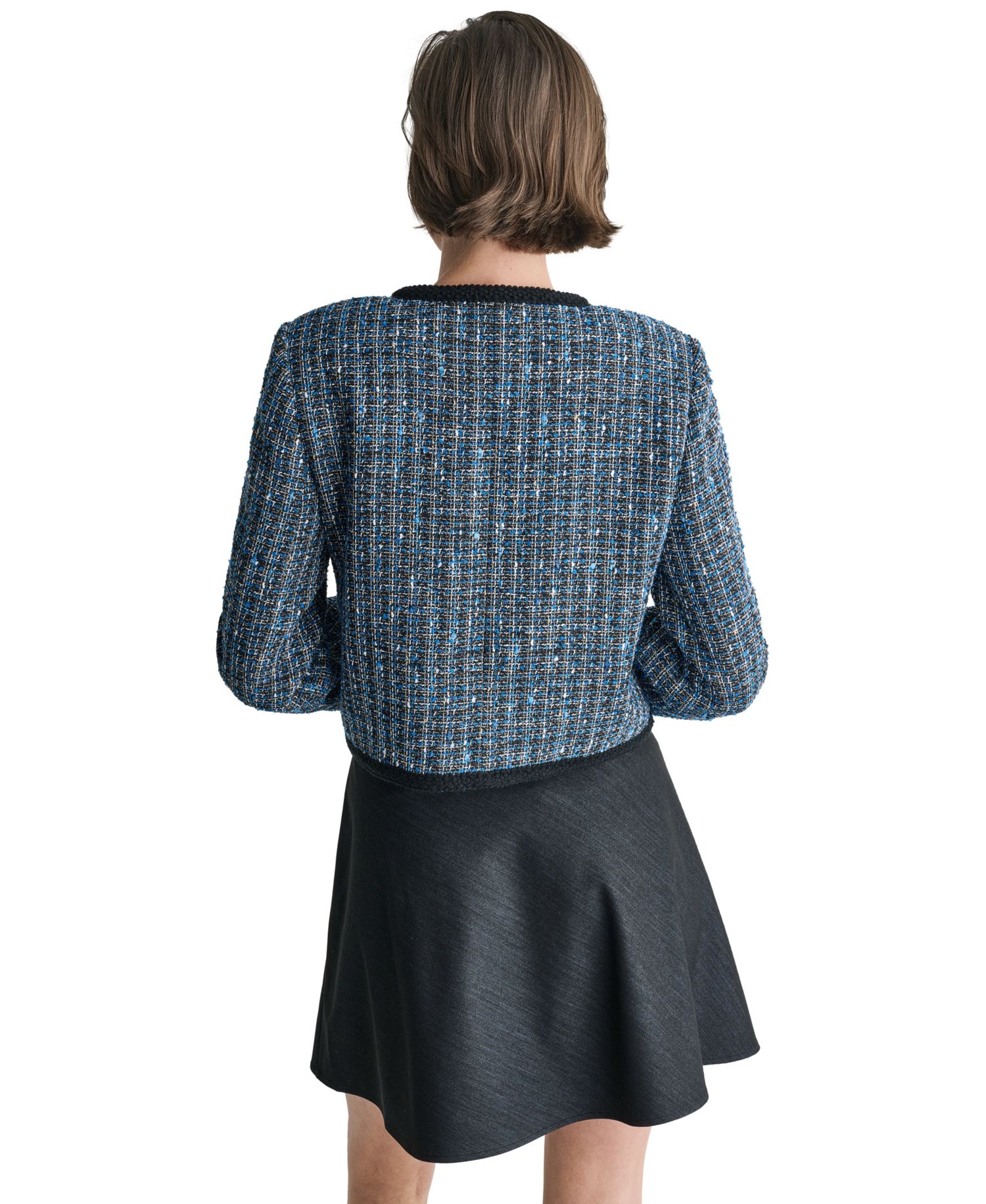 Women's Cropped Button-Front Tweed Jacket