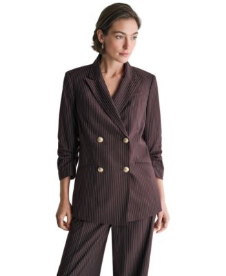 Women's Double-Breasted Pinstripe Blazer