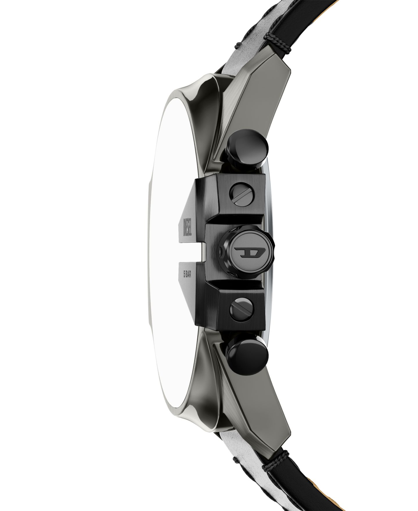 Мужские часы Diesel Mega Chief Slim Quartz Chronograph Black Leather Watch 48mm — фото 3