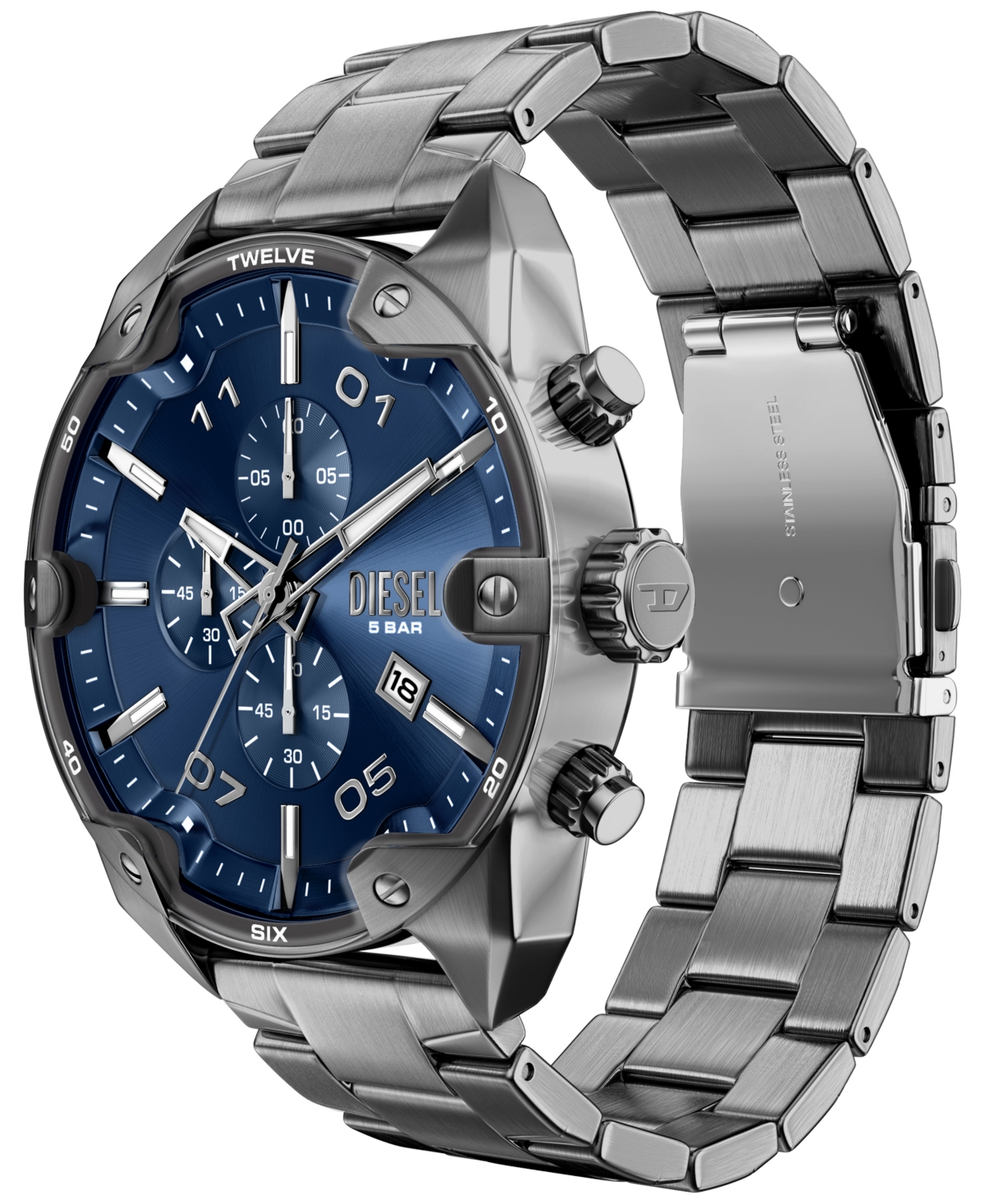 Diesel Men's Spiked Quartz Chronograph Gunmetal Stainless Steel Watch 49mm