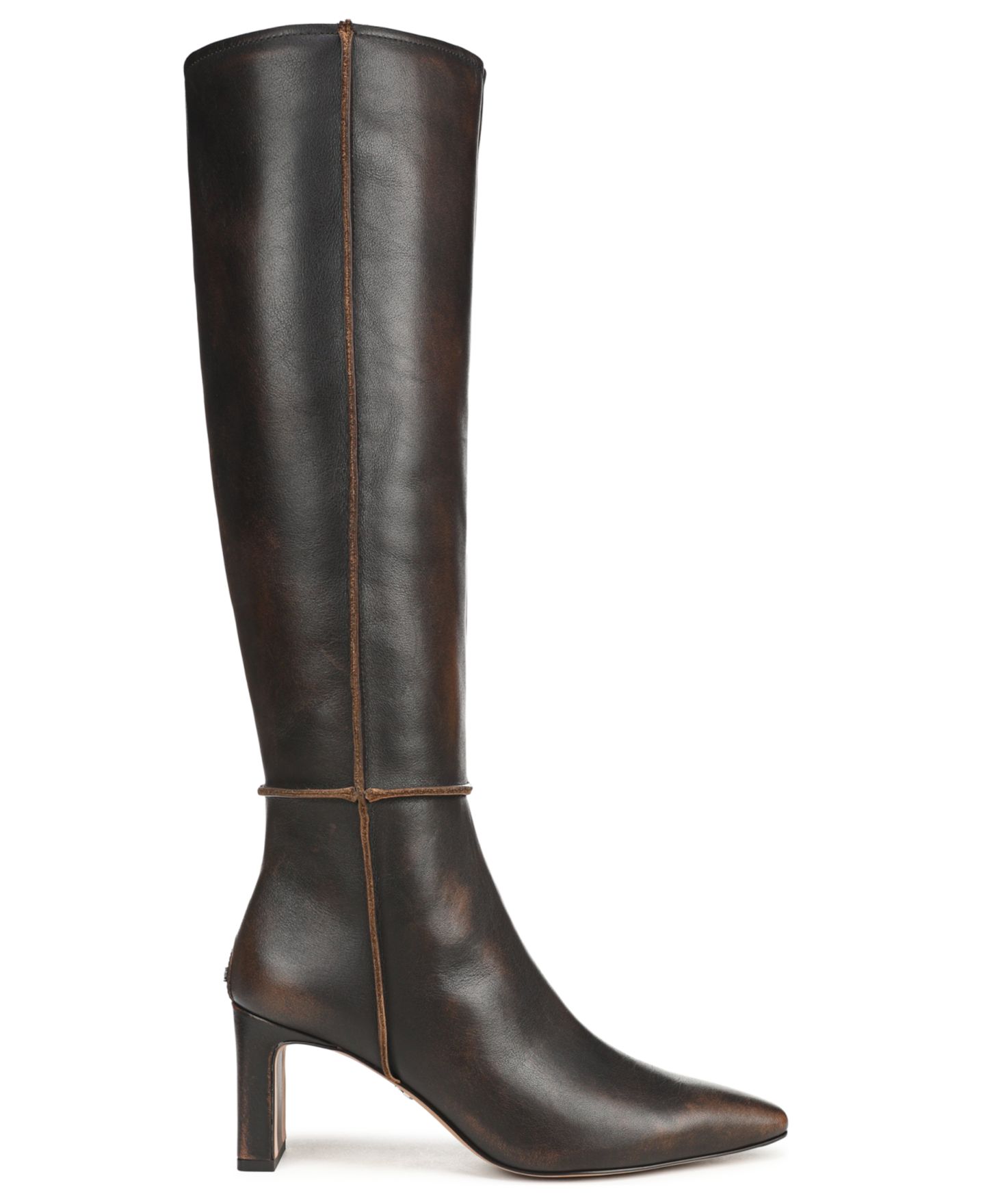 Женские ботинки Sam Edelman Sylvia Moto Zip Tall Boots, Regular & Wide Calf, цвет: Потёртый коричневый кожаный — фото 2