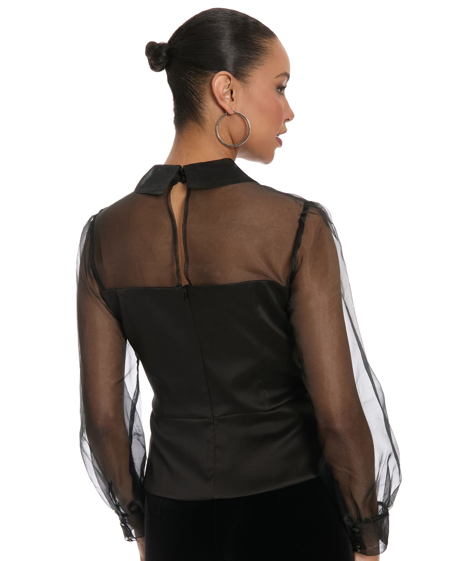 Women's Mikado Long-Sleeve Sheer Top
