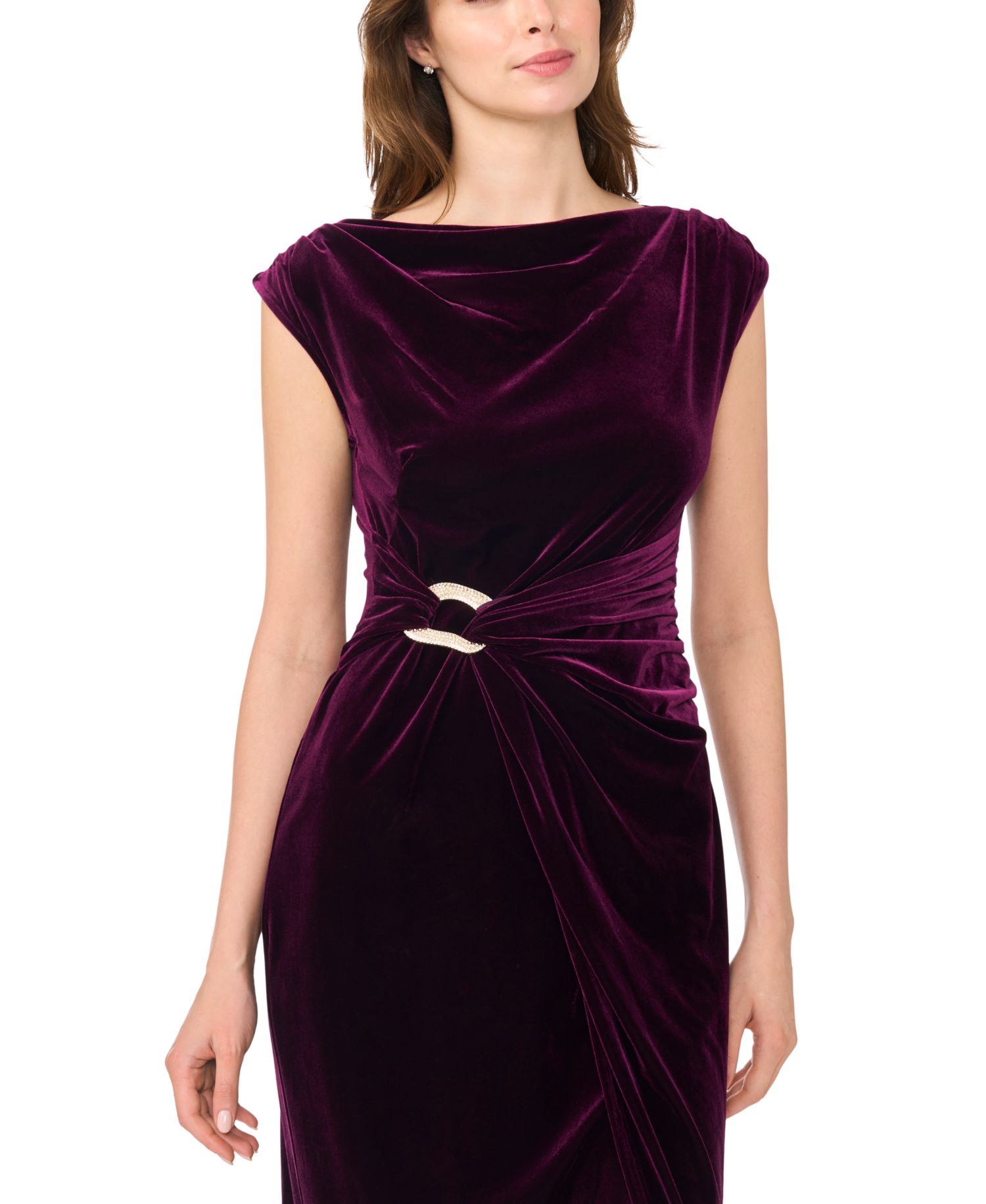 Women's Cowl Neck Velvet Sleeveless Dress
