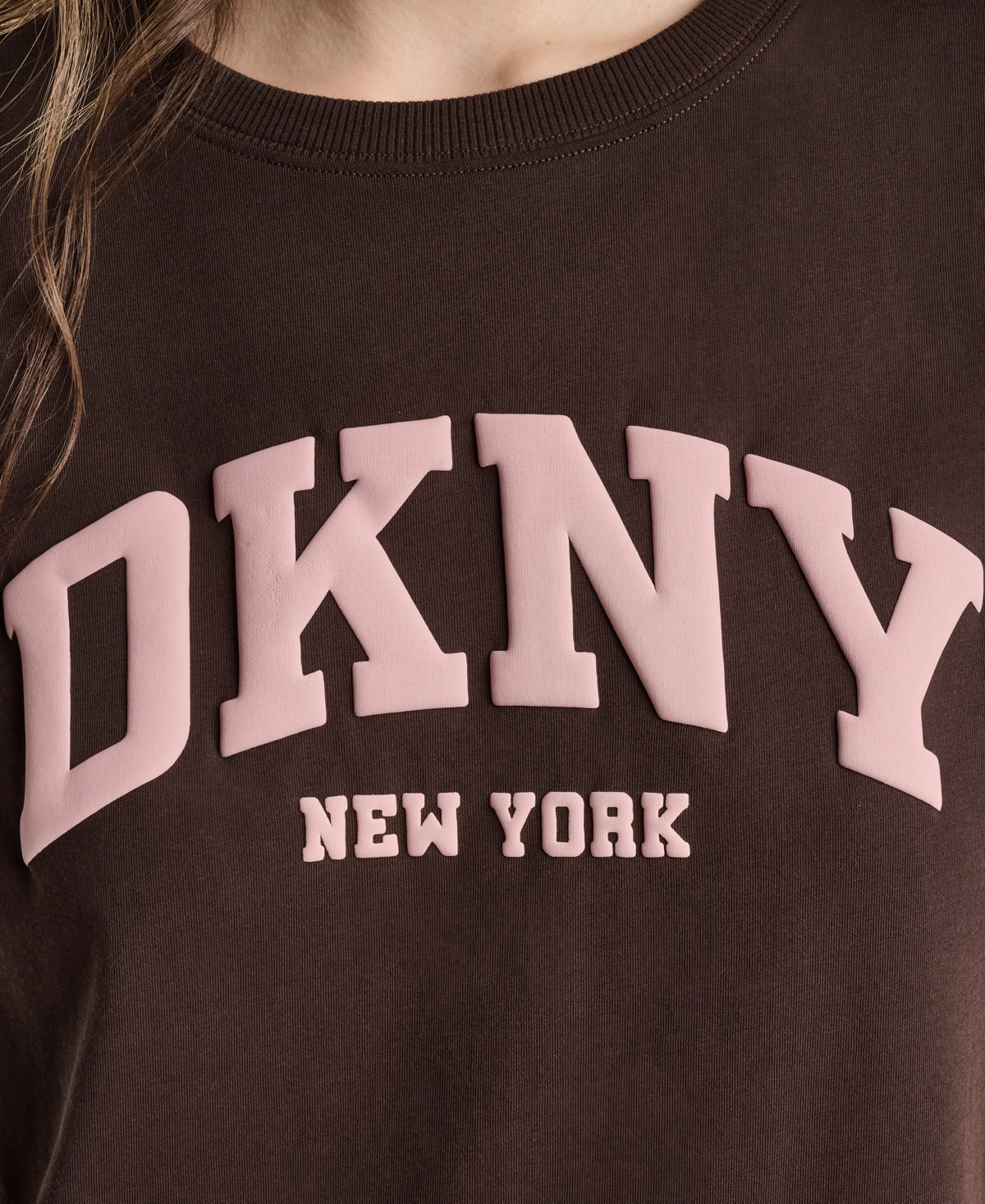 Dkny Sport Women's Puff Varsity Logo Relaxed-Fit Crewneck T-Shirt