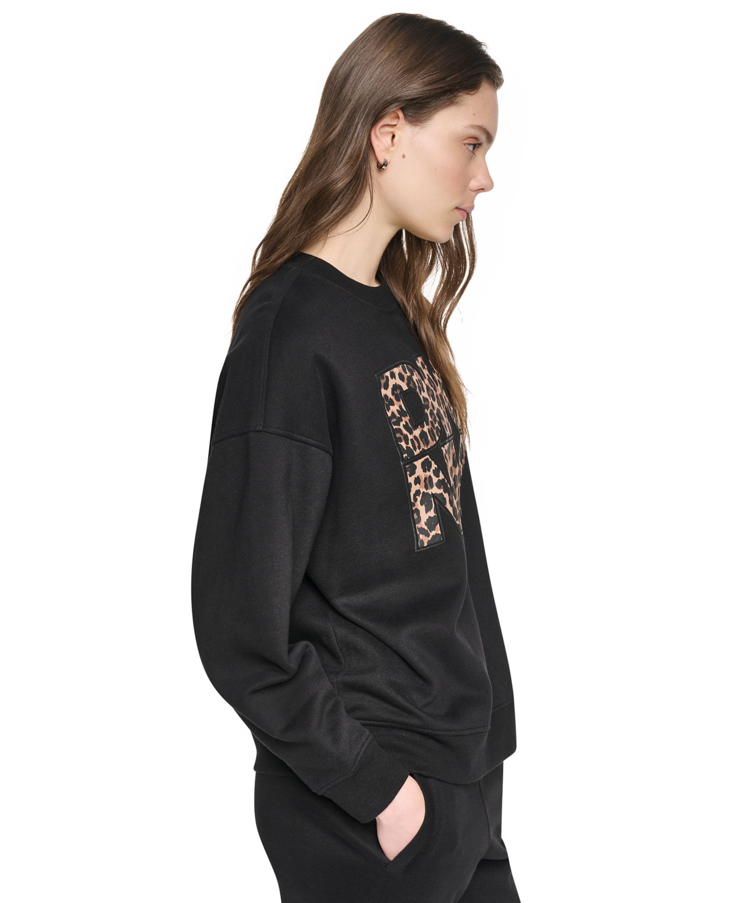 Women's Stacked Puff Outline Graphic Crewneck Pullover Sweatshirt