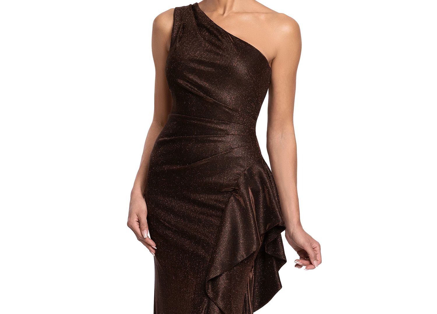 Women's One-Shoulder Glitter Long Dress