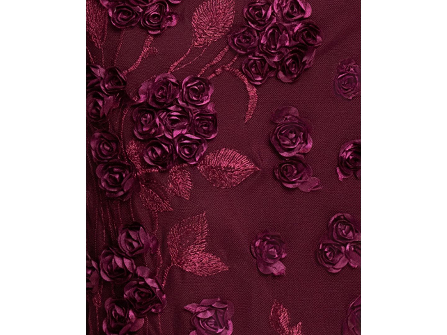Женские платья XSCAPE Strapless Floral Power-Mesh Gown, цвет: Винный — фото 5