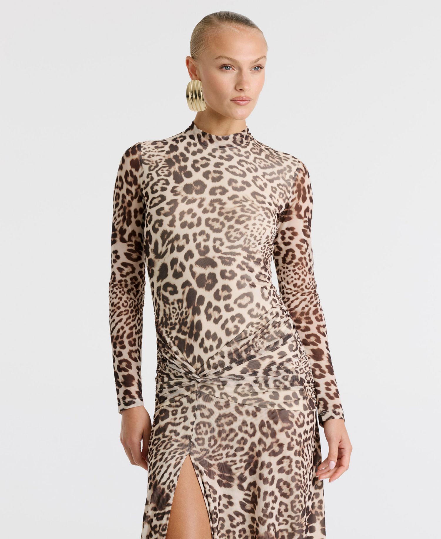Women's Lea Long-Sleeve Ruched Midi Dress