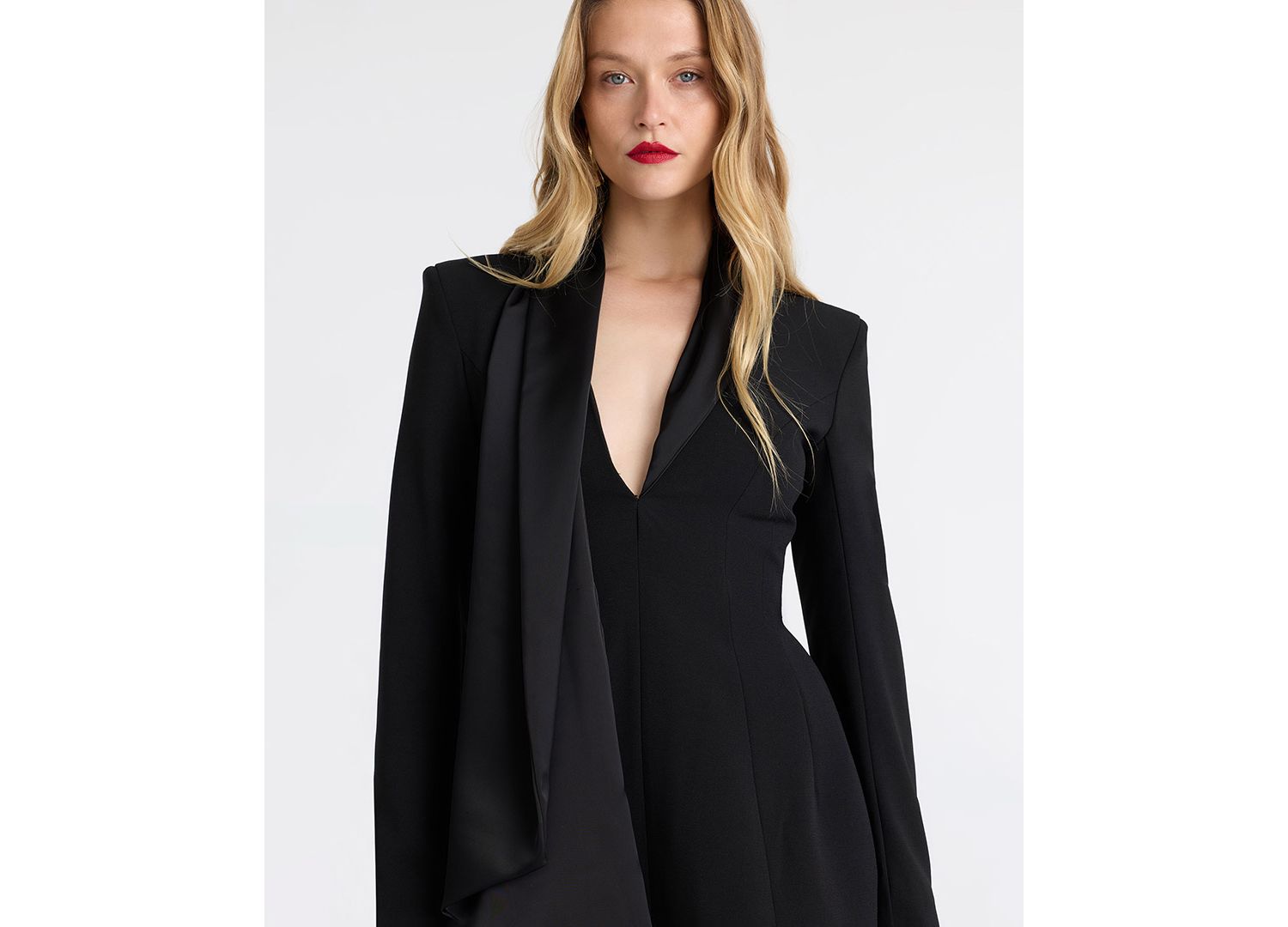 Women's Sonia Long-Sleeve Shawl Collar Mini Dress