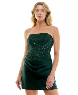 Women's Floral Appliqu&eacute; Fit & Flare Strapless Dress