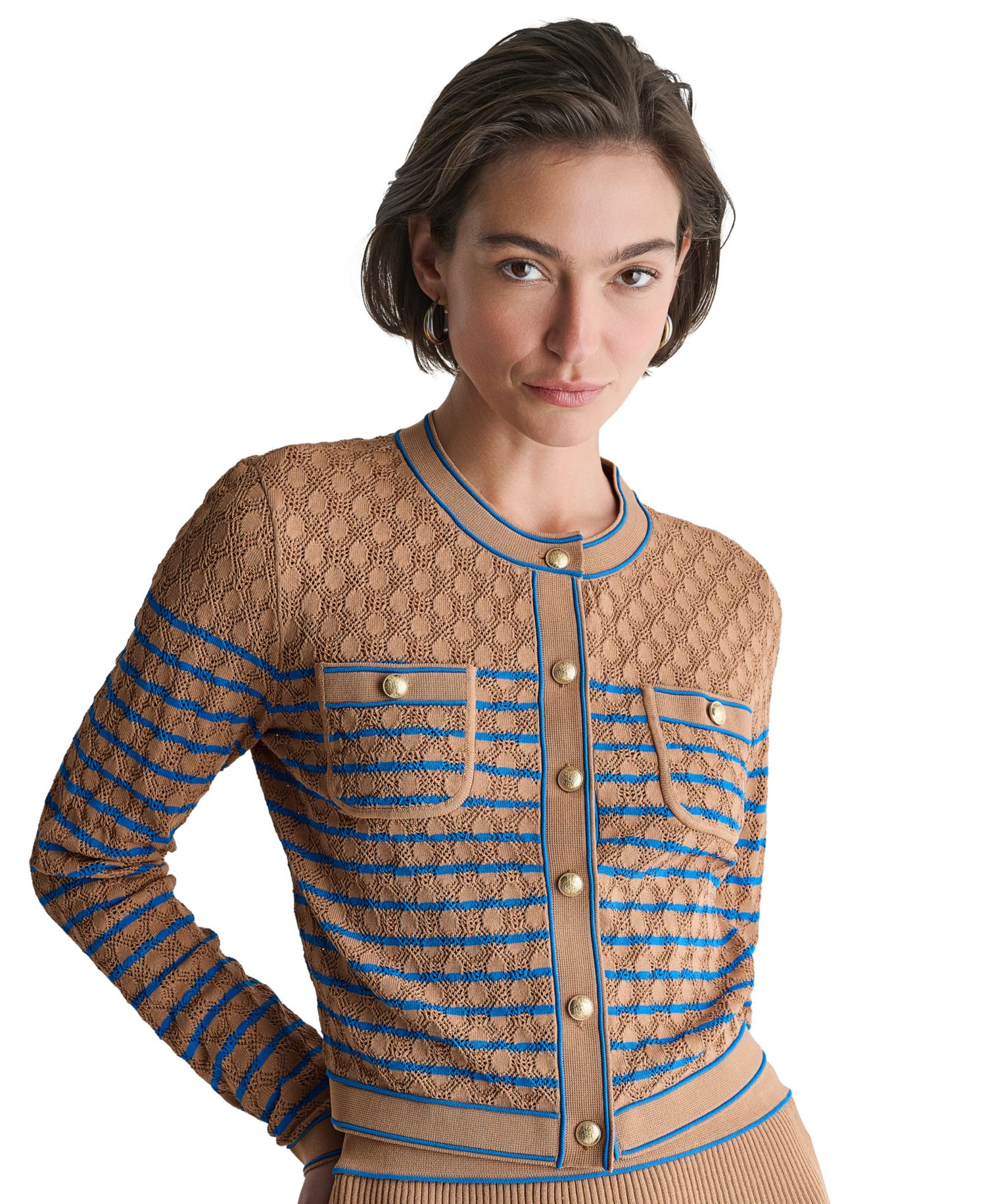 Women's Crewneck Button-Front Cardigan