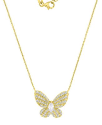 14k Gold-Plated Pave Butterfly Chain Necklace