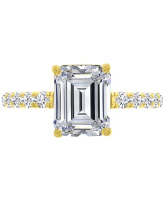 14k Gold-Plated Emerald Cut Fashion Bridal Ring