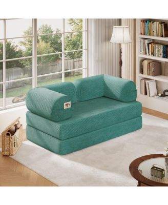 4-in-1 Convertible Folding Sofa Bed, Corduroy Floor Sofa Bed, Frame-Free Floor Lounger with Foam Backrest—Perfect for the Living Room and Bedroom