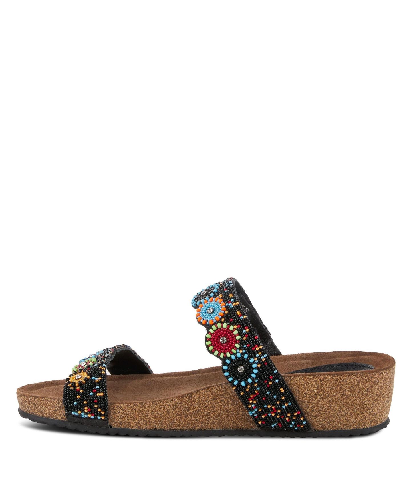 Женские сандалии Azura Bahama Slide Wedge with Natural Cork Sole, цвет: Чёрный разноцветный — фото 2