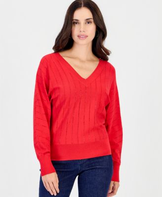 Petite Dolman-Sleeve V-Neck Sweater