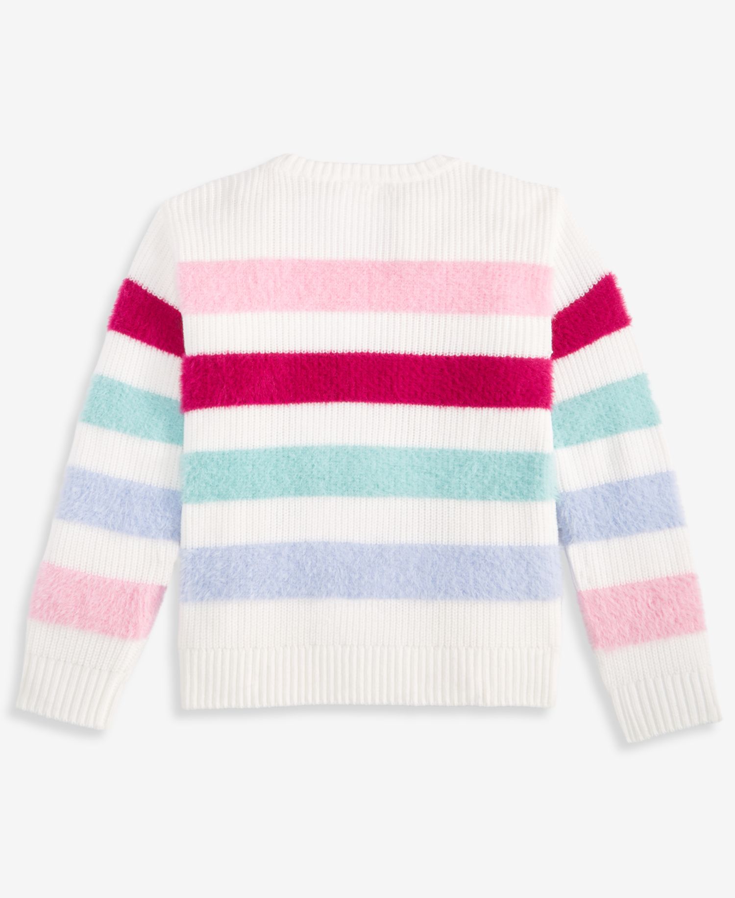 Girls' XS-XL Crewneck Feather-Stripe Sweater