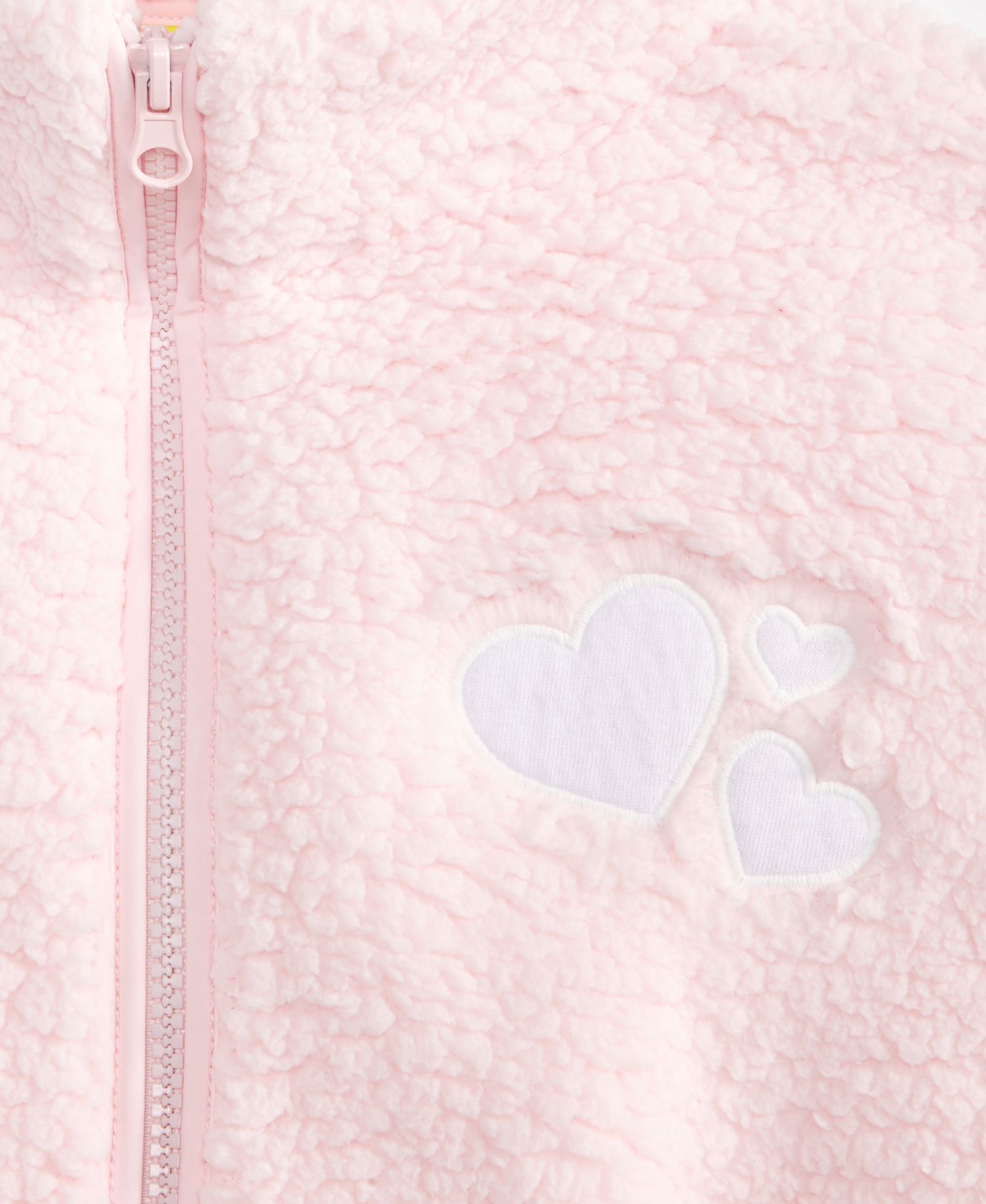 Girls' XS-XL Heart-Embroidered Faux-Sherpa Jacket
