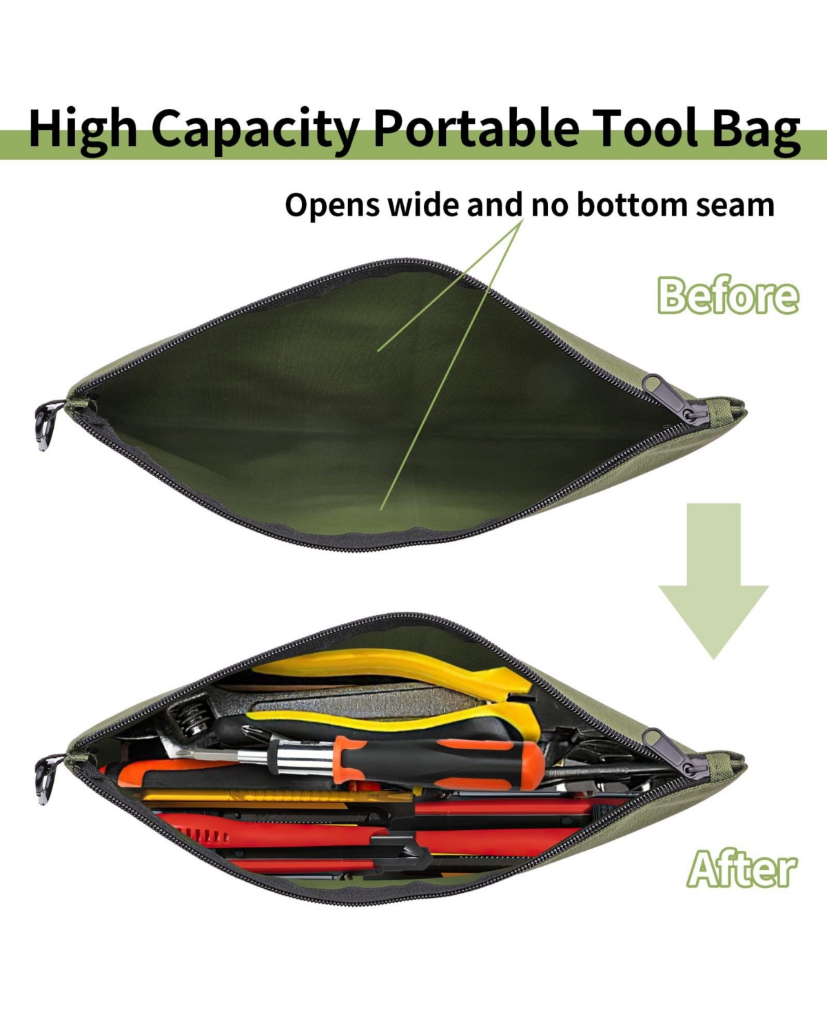 Xdovet Tool Bag Zipper Pouch Carabiner Metal Multipurpose