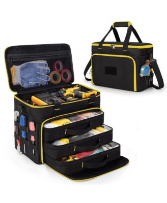 2 Layers Tool Bag With Window Removable Cases Heavy Duty Tote Molle Webbing Detachable Shoulder