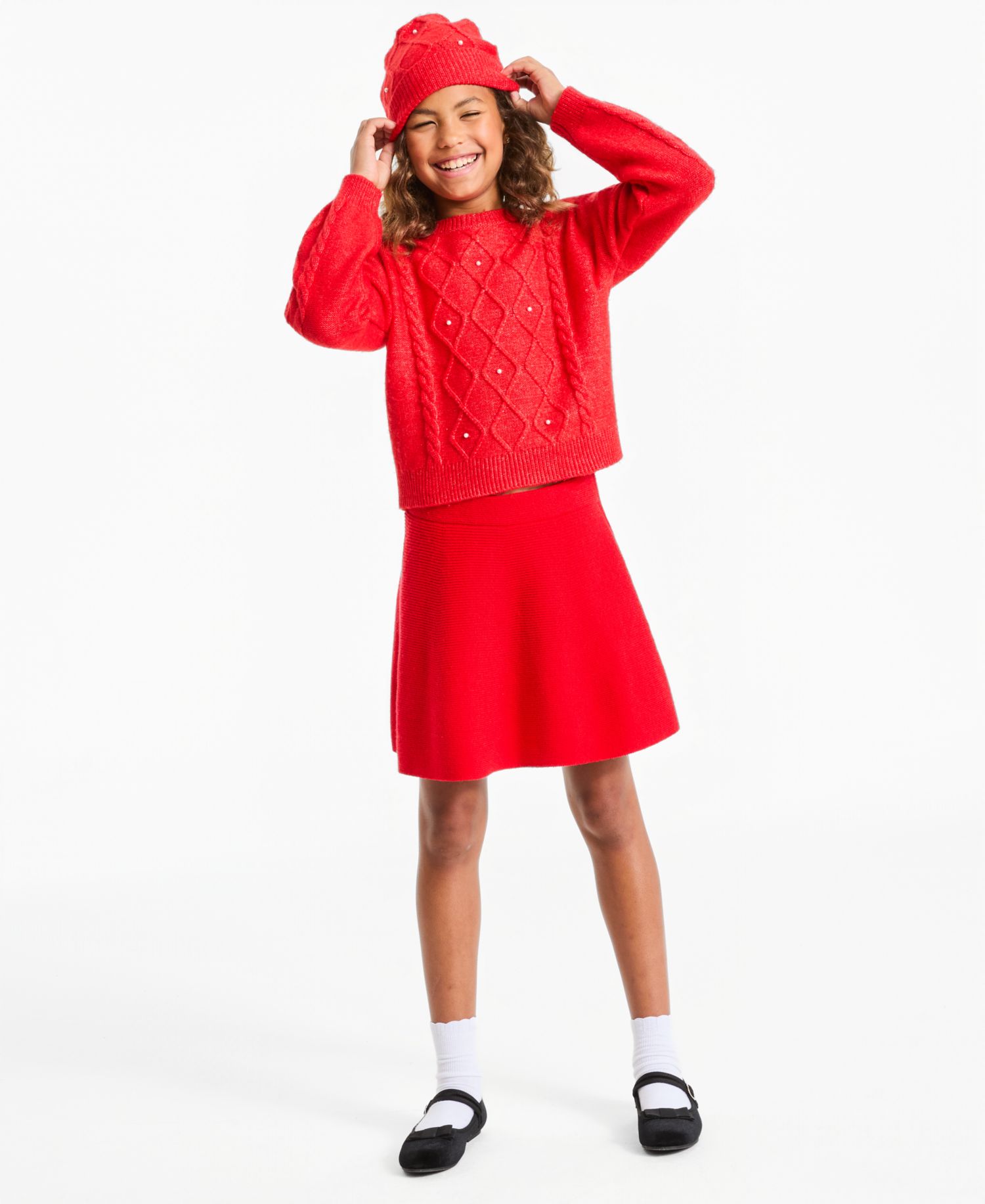 Girls' S-XL Flared Sweater Skirt