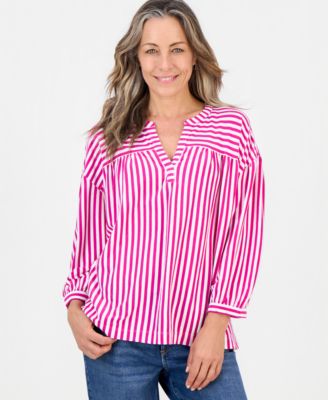 Petite 3/4-Puff-Sleeve Knit Top