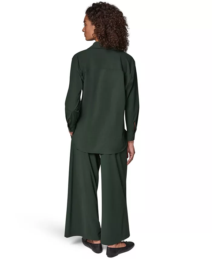 Women's Long-Sleeve Button-Front 4-Way Stretch-Knit Top - thumbnail 9