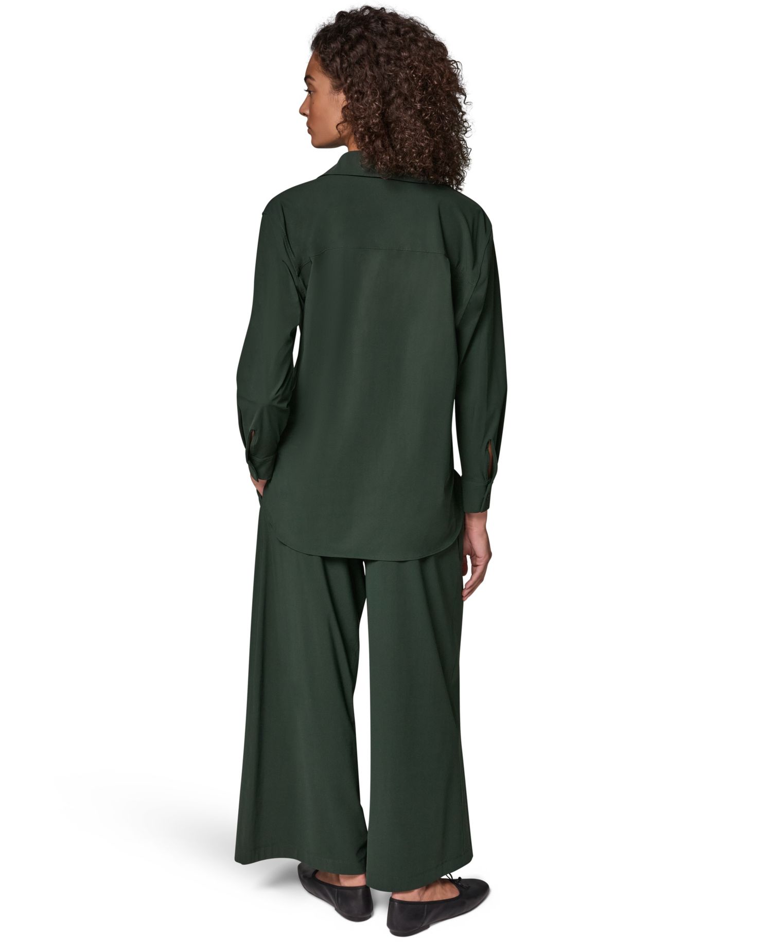 Women's Long-Sleeve Button-Front 4-Way Stretch-Knit Top