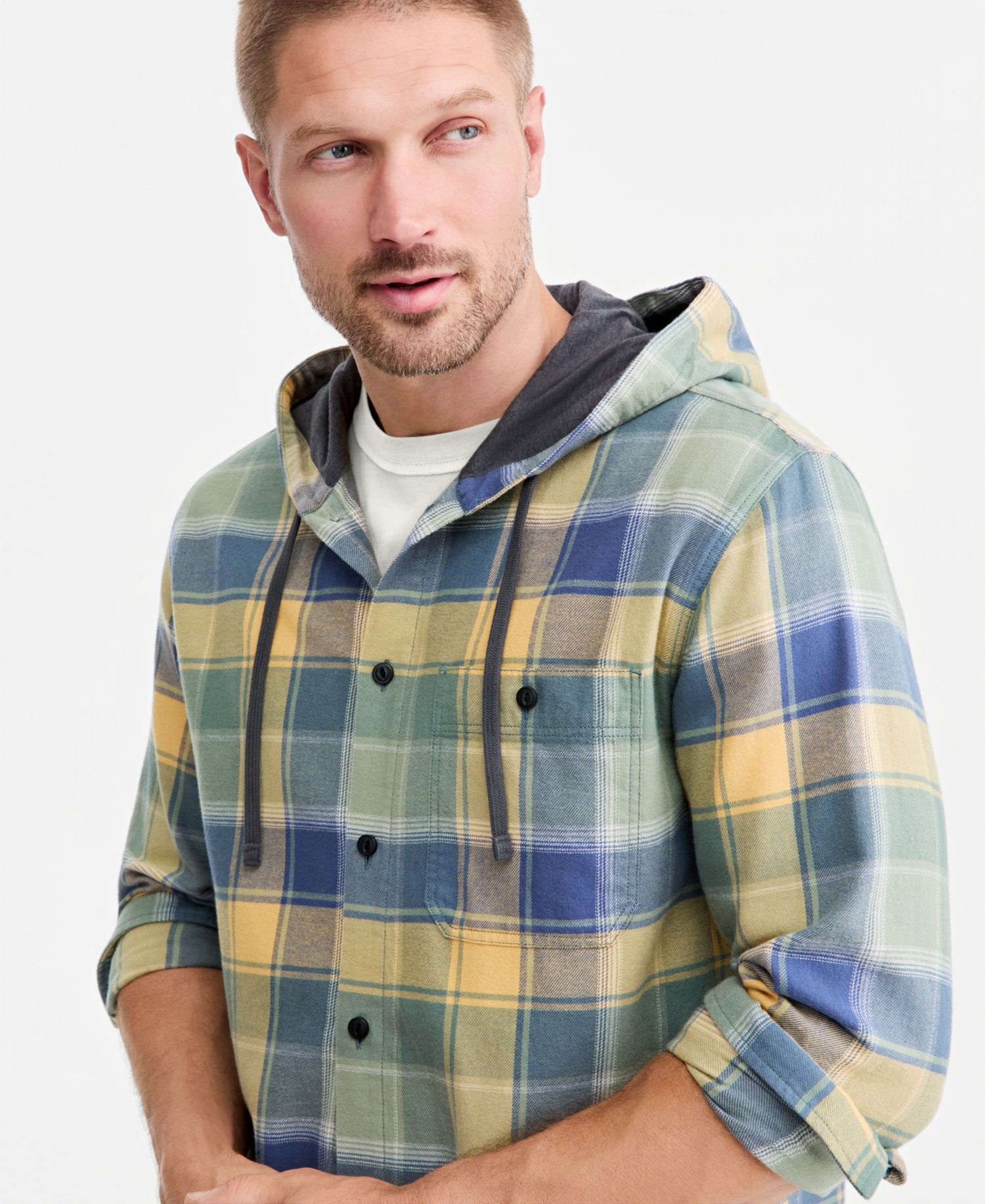 Men's Manny Hooded Classic-Fit Flannel Shirt