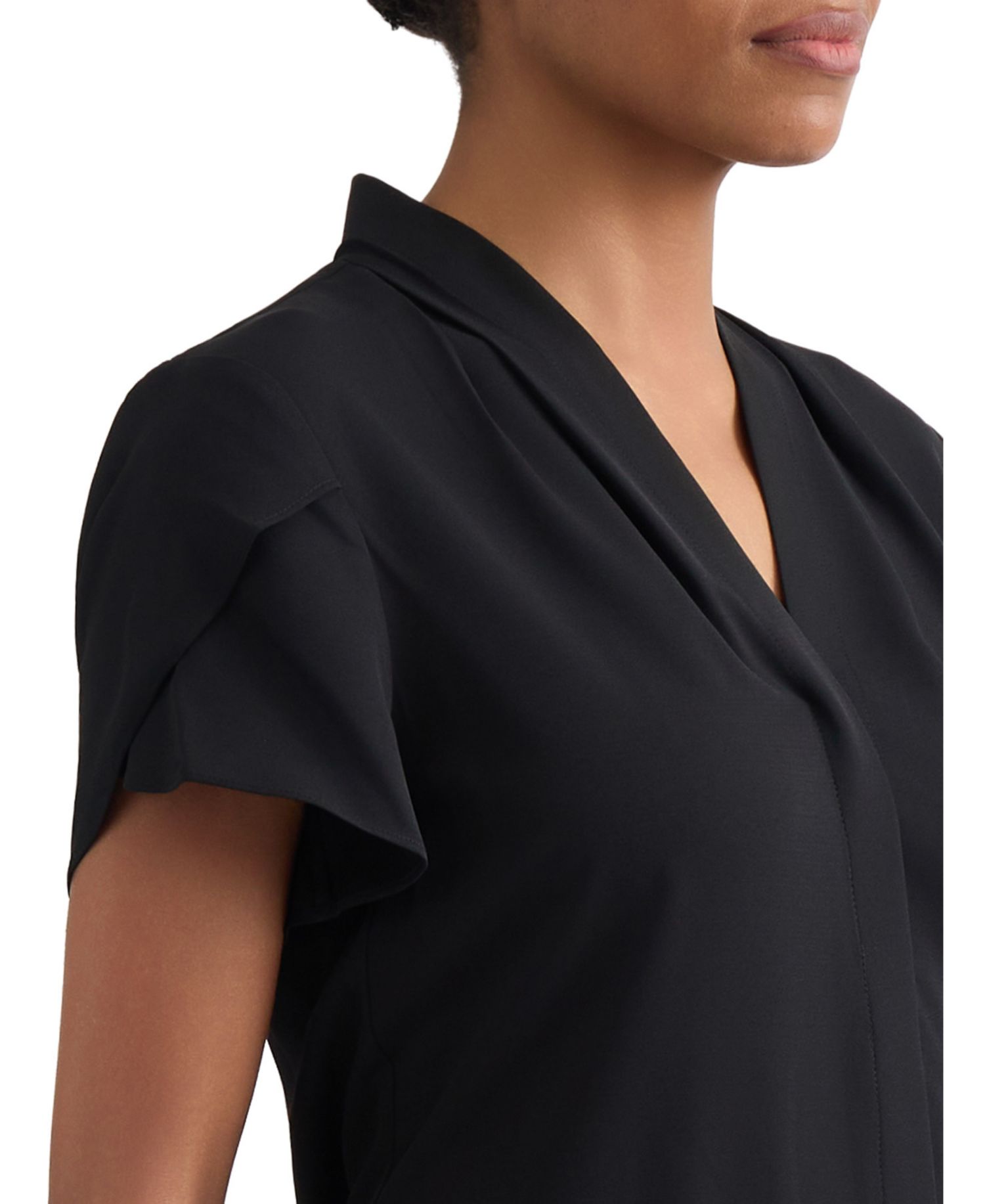 Petite Petal-Sleeve Blouse