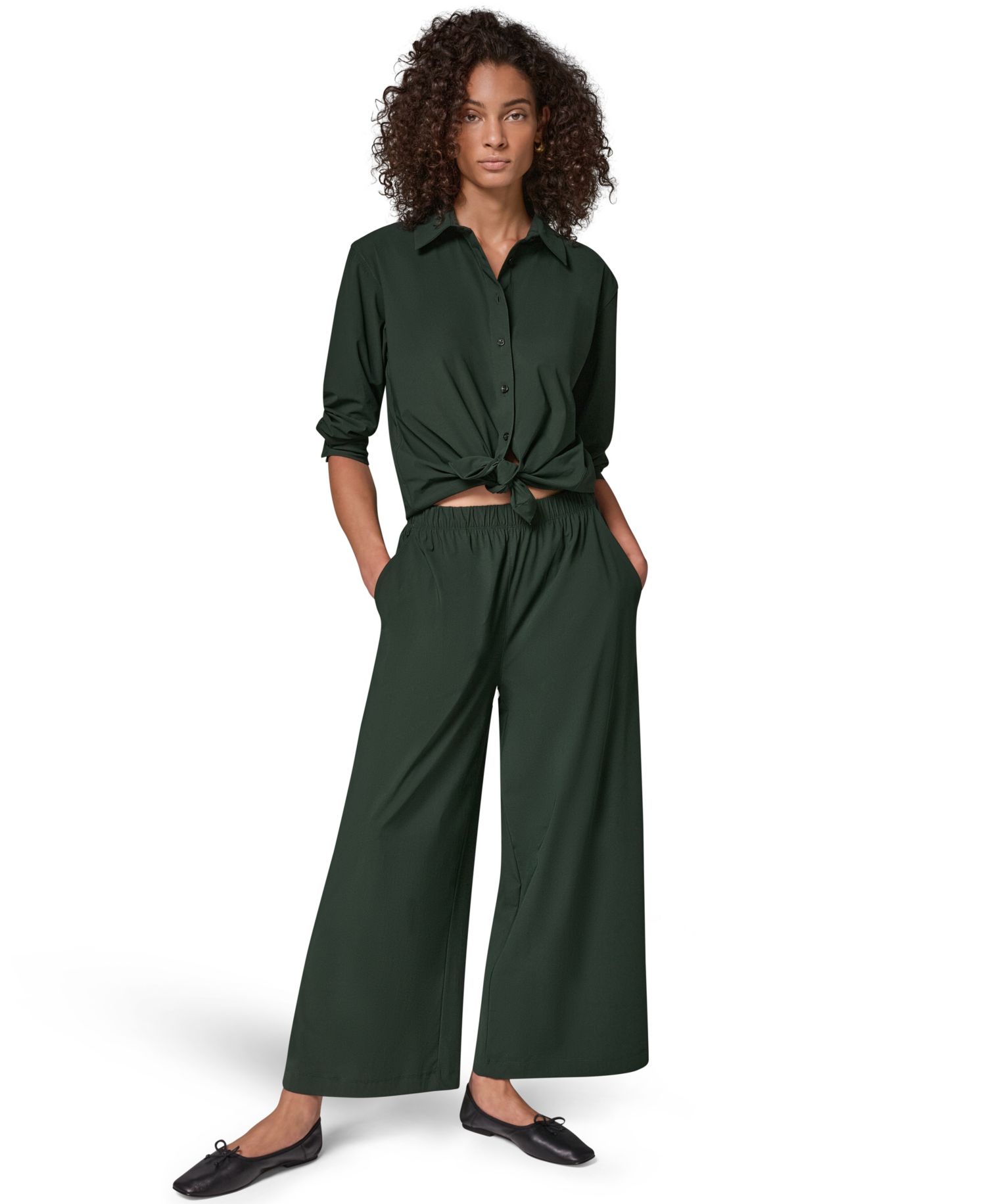 Women's Mid-Rise Wide-Leg Pull-On Pants