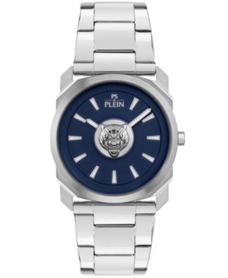 Dynamite Men's Quartz Round Silver Stainless Steel Case Watch 40mm