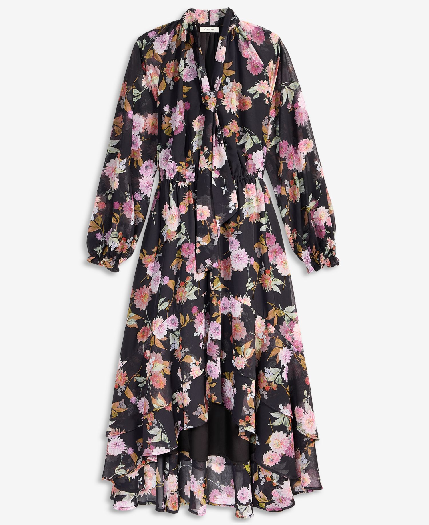Women's Long-Sleeve Floral High-Low Dress