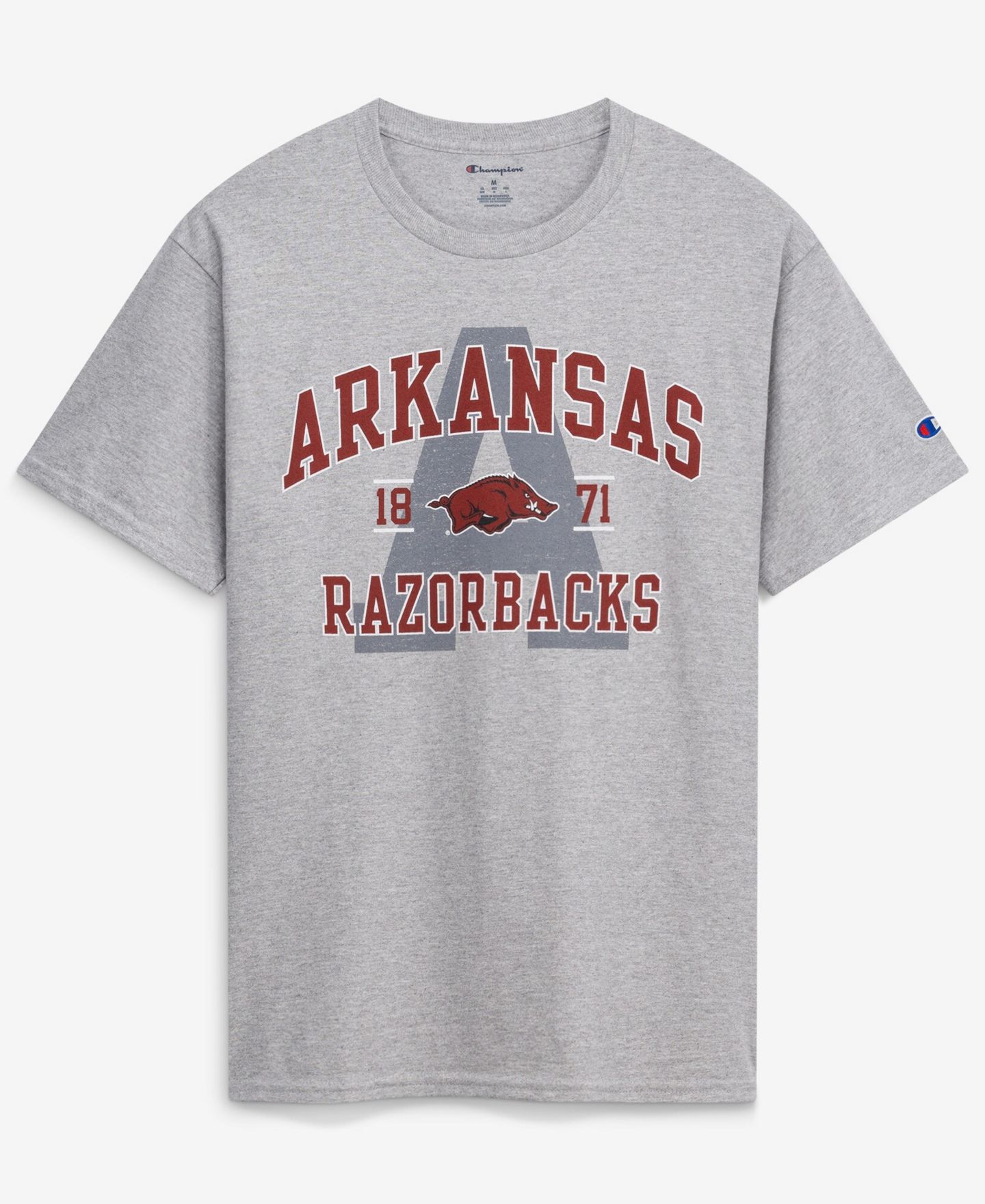 Мужская футболка Champion Heather Gray Arkansas Razorbacks Varsity — фото 1